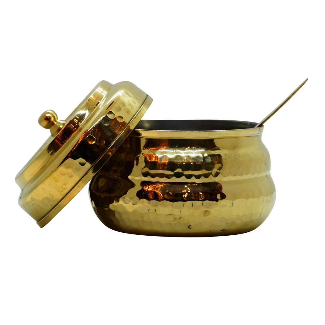 Brass Ghee Pot Hammered 200 ml - Image 2